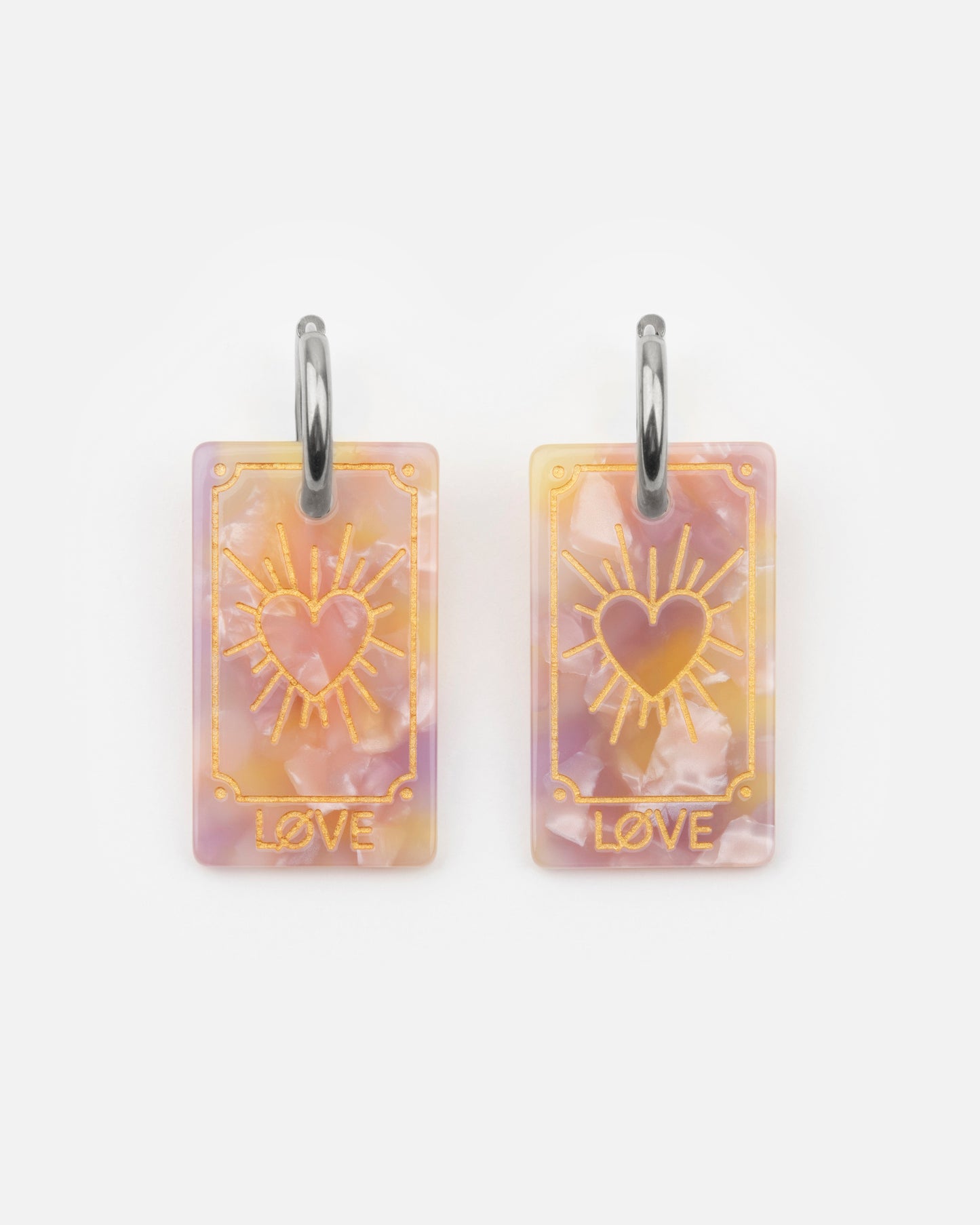 Boucles d'oreilles CARTE DE TAROT - Rose Orangé -