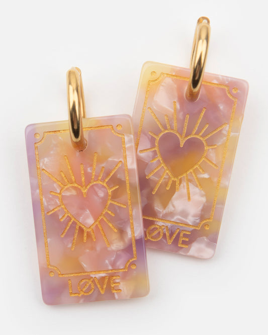 Boucles d'oreilles CARTE DE TAROT - Rose Orangé -