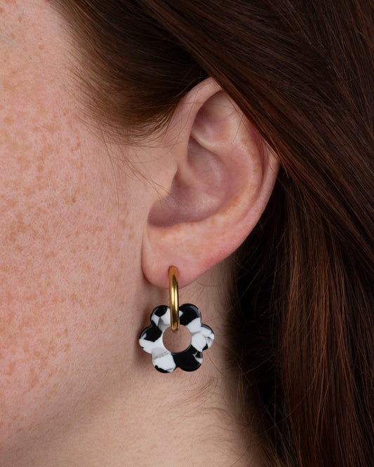 Boucles d'oreilles BABY FLEURETTE - Noir et Blanc -