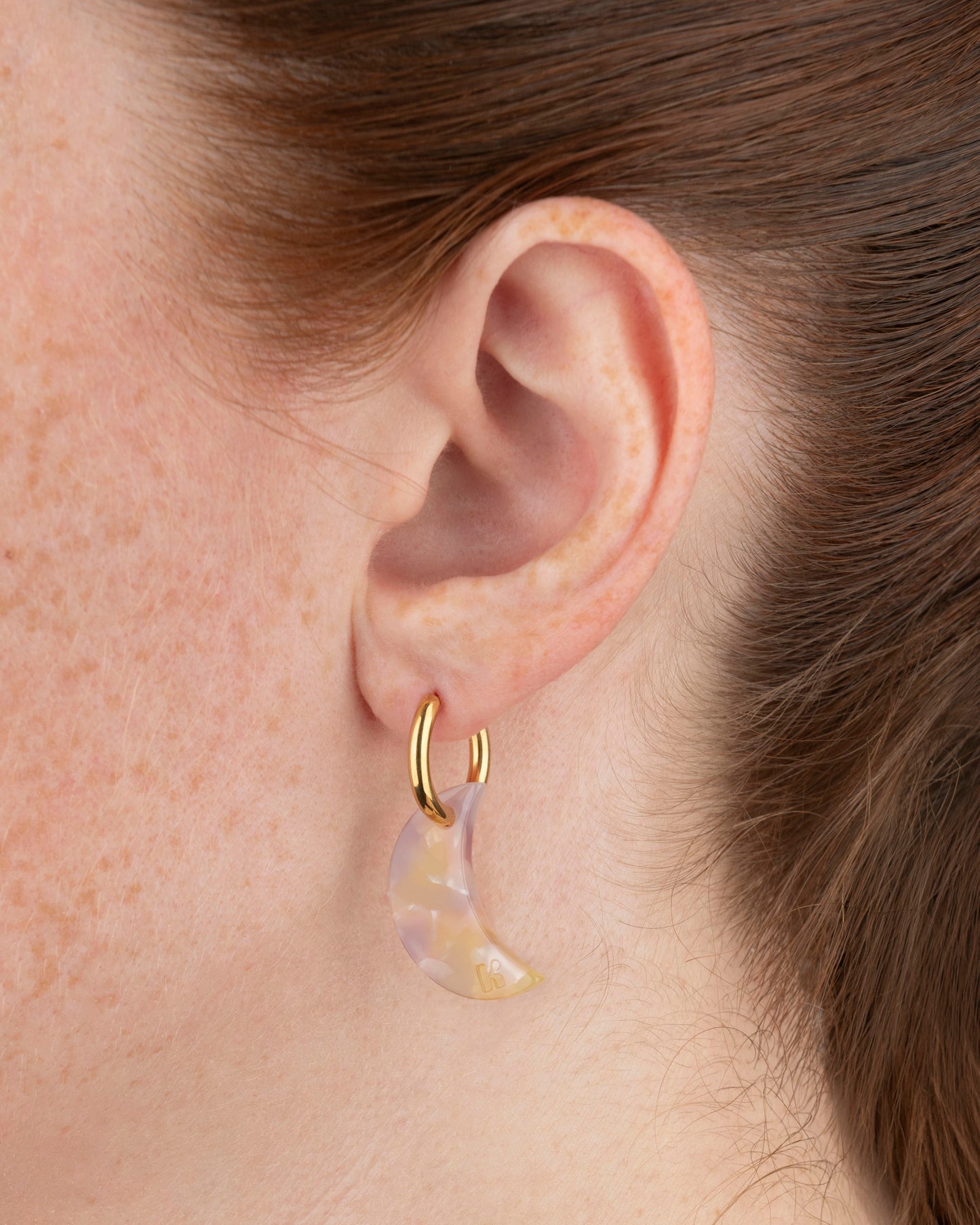 Boucles d'oreilles LUNE - Rose Orangé -